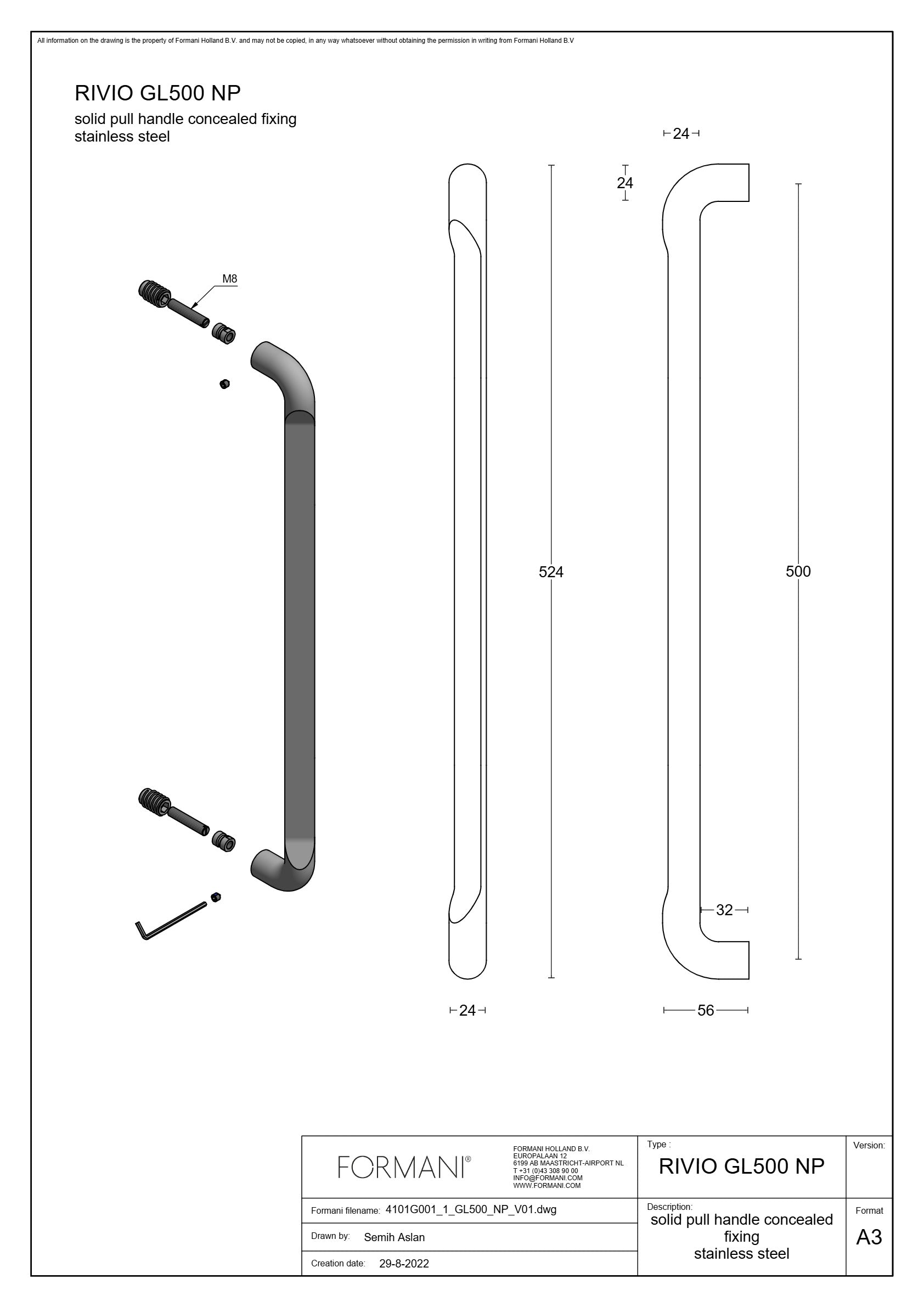 Formani | GL500 NP | Deurgreep | PVD licht brons - Deurbeslag-expert