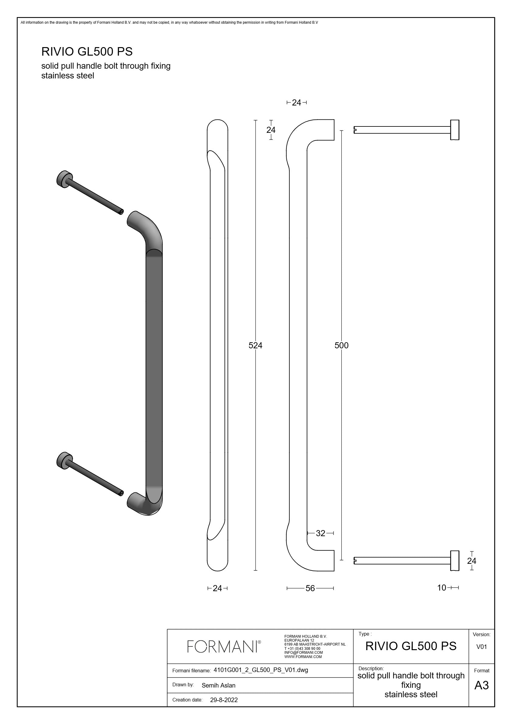 Formani | GL500 PS | Deurgreep | PVD mat zwart - Deurbeslag-expert
