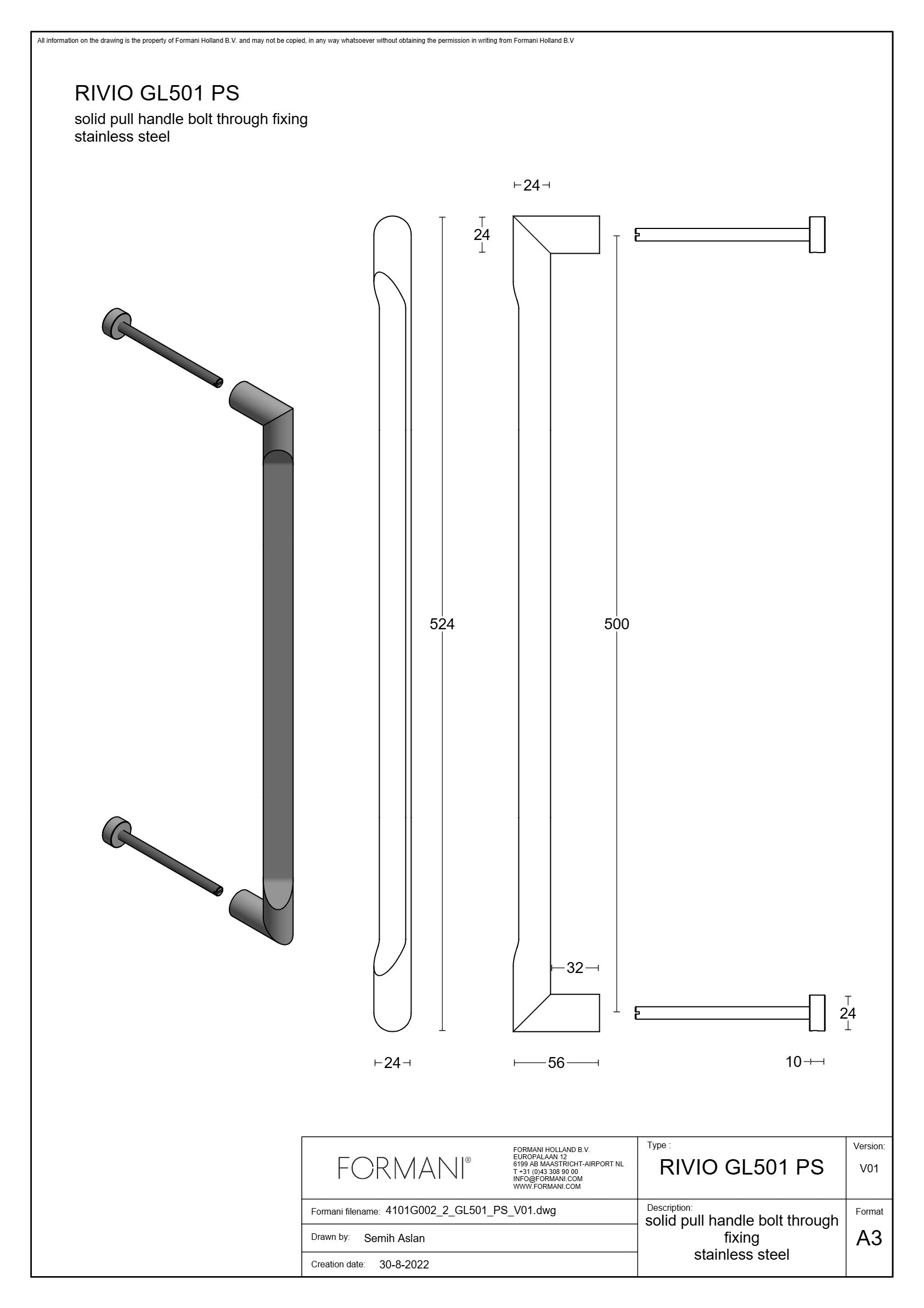 Formani | GL501 PS | Deurgreep | PVD licht brons - Deurbeslag-expert