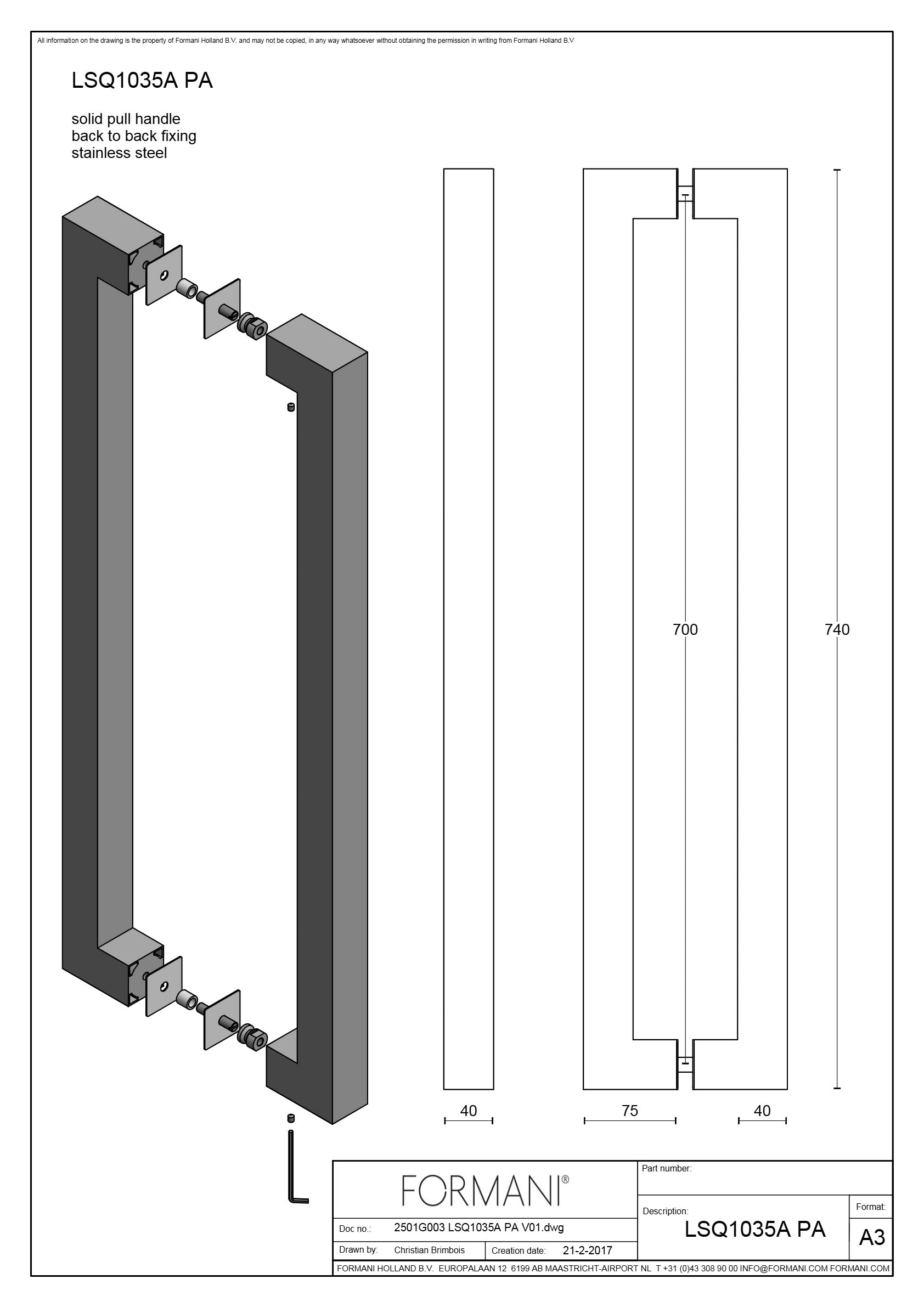 Formani | LSQ1035A PA | Deurgreep | mat zwart - Deurbeslag-expert