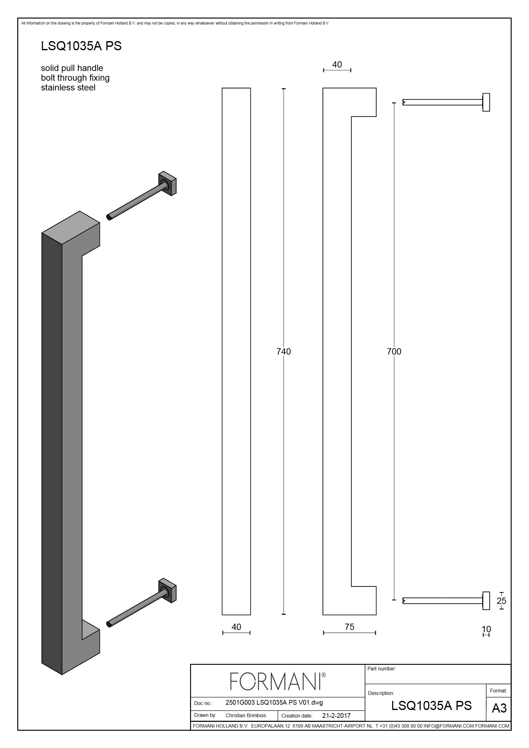 Formani | LSQ1035A PS | Deurgreep | mat zwart - Deurbeslag-expert