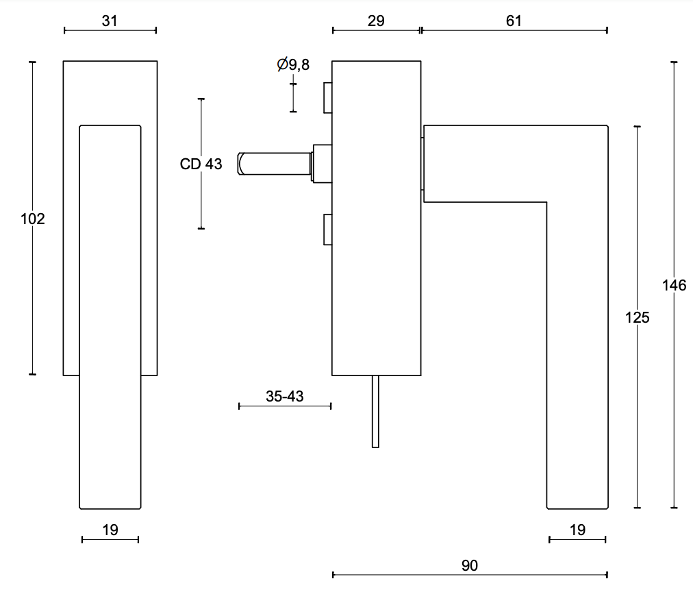 Formani LSQ3-DKLOCK draaikiepgarnituur afsluitbaar mat roestvast staal linksdraaiend - Deurbeslag-expert
