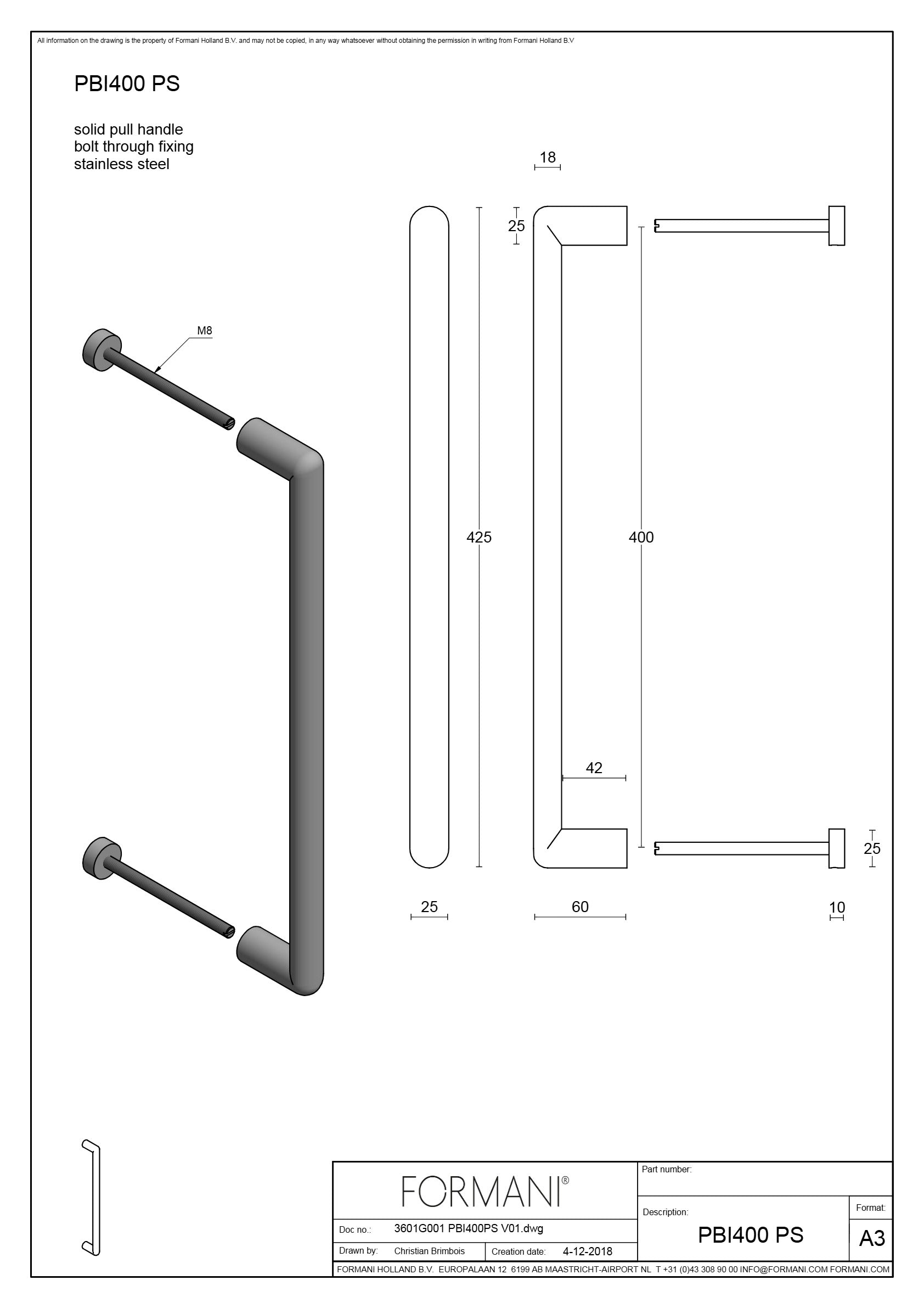 Formani | PBI400 PS | Deurgreep | PVD licht brons - Deurbeslag-expert