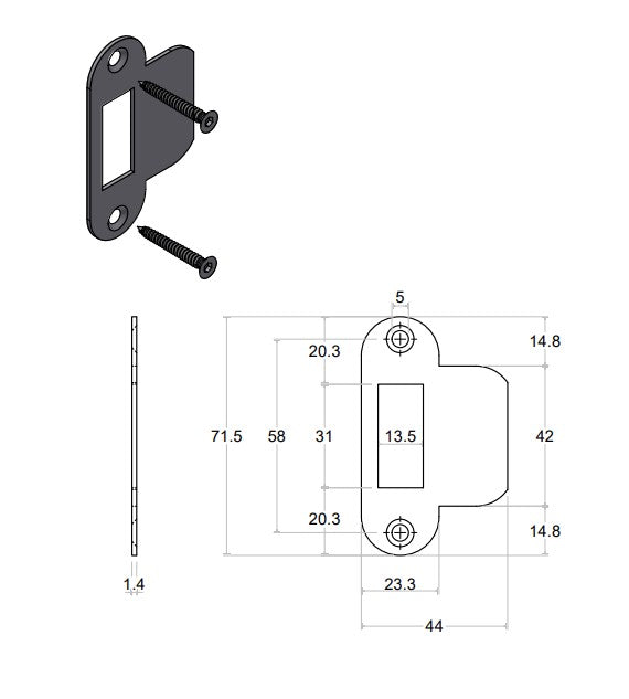 Formani Sluitplaat Mat Zwart | Loopdeur | LBSPSFC - Deurbeslag-expert