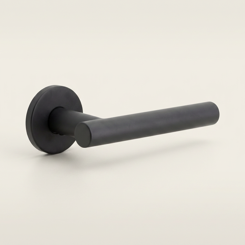 Formani | Deurkruk BASIC LB7-19 op ronde rozet | Zwart mat - Deurbeslag-expert