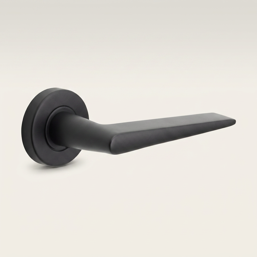 Formani | Deurkruk BASIC LB21H op ronde rozet | Zwart mat - Deurbeslag-expert
