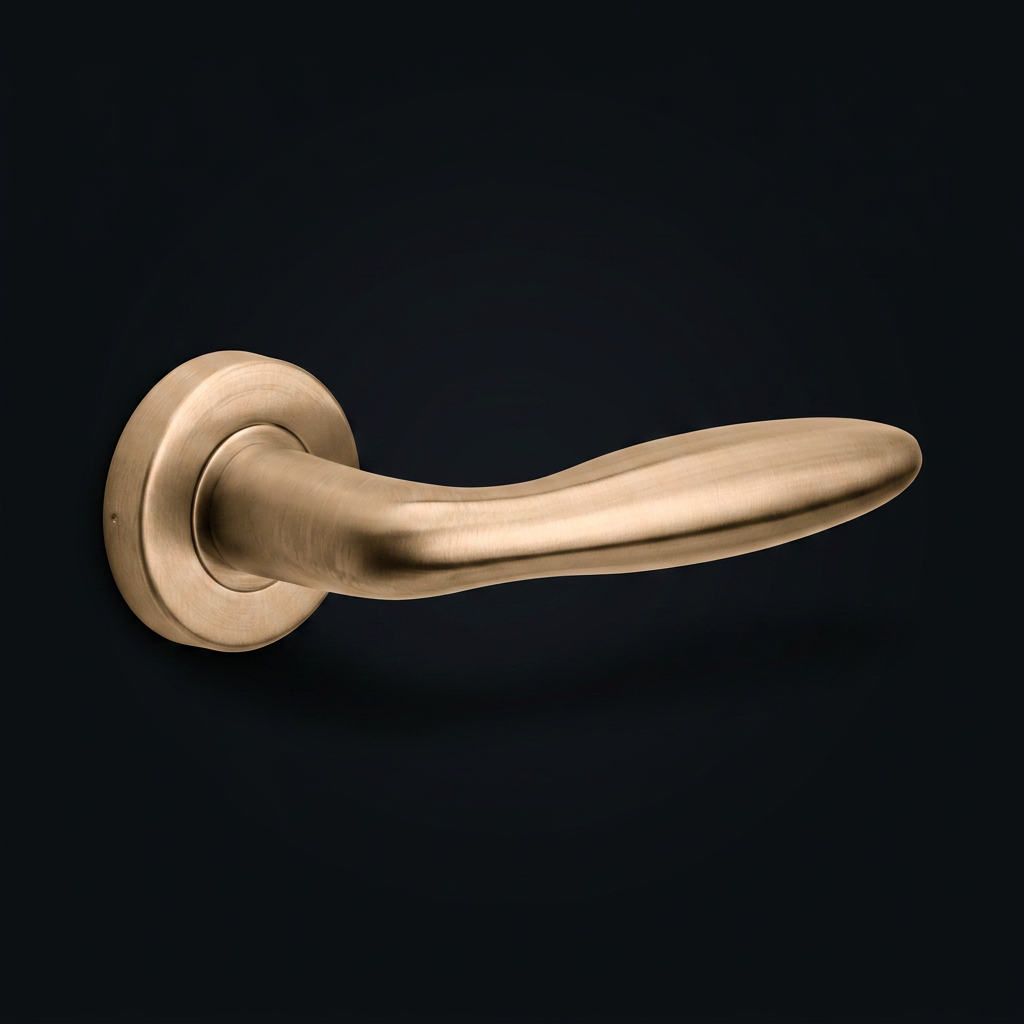 Formani deurkruk BASIC LB18H op ronde rozet licht brons – detail