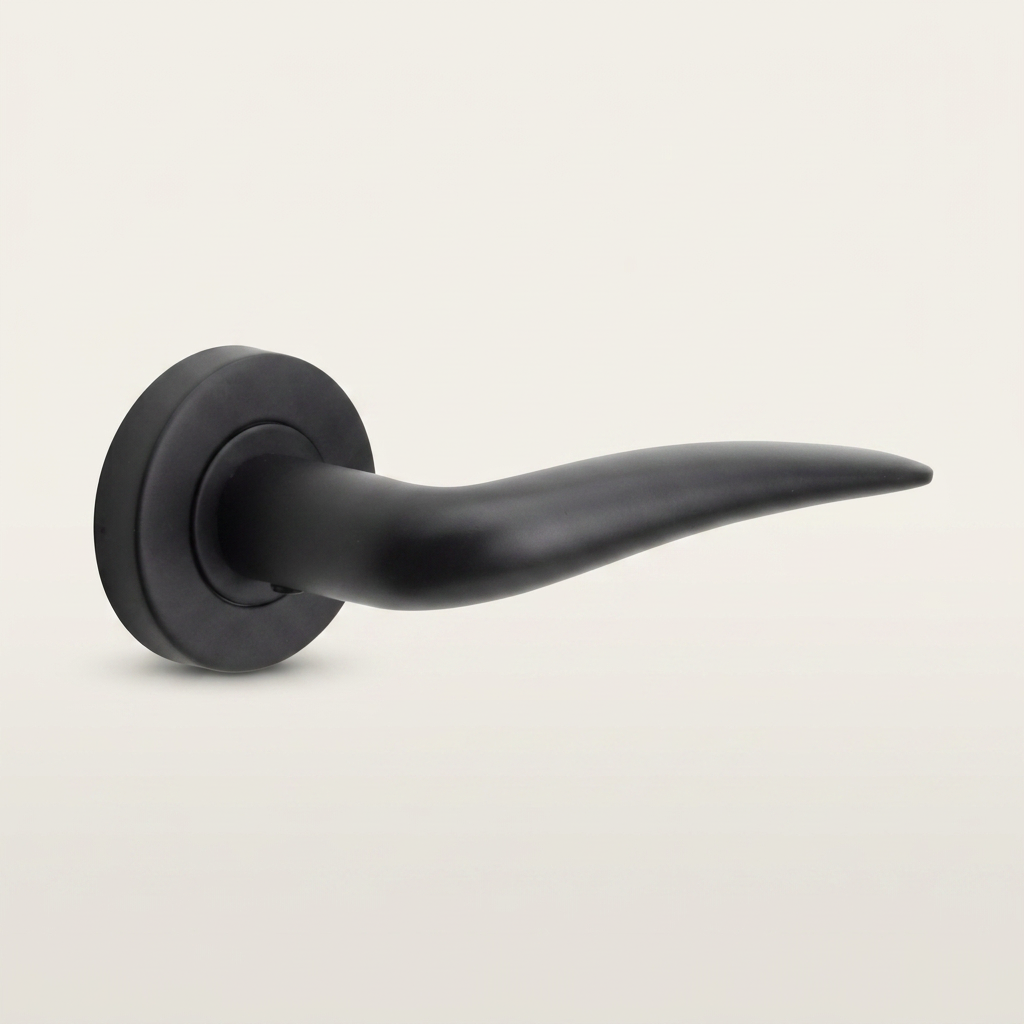 Formani | Deurkruk BASIC LB20 op ronde rozet | Zwart mat - Deurbeslag-expert