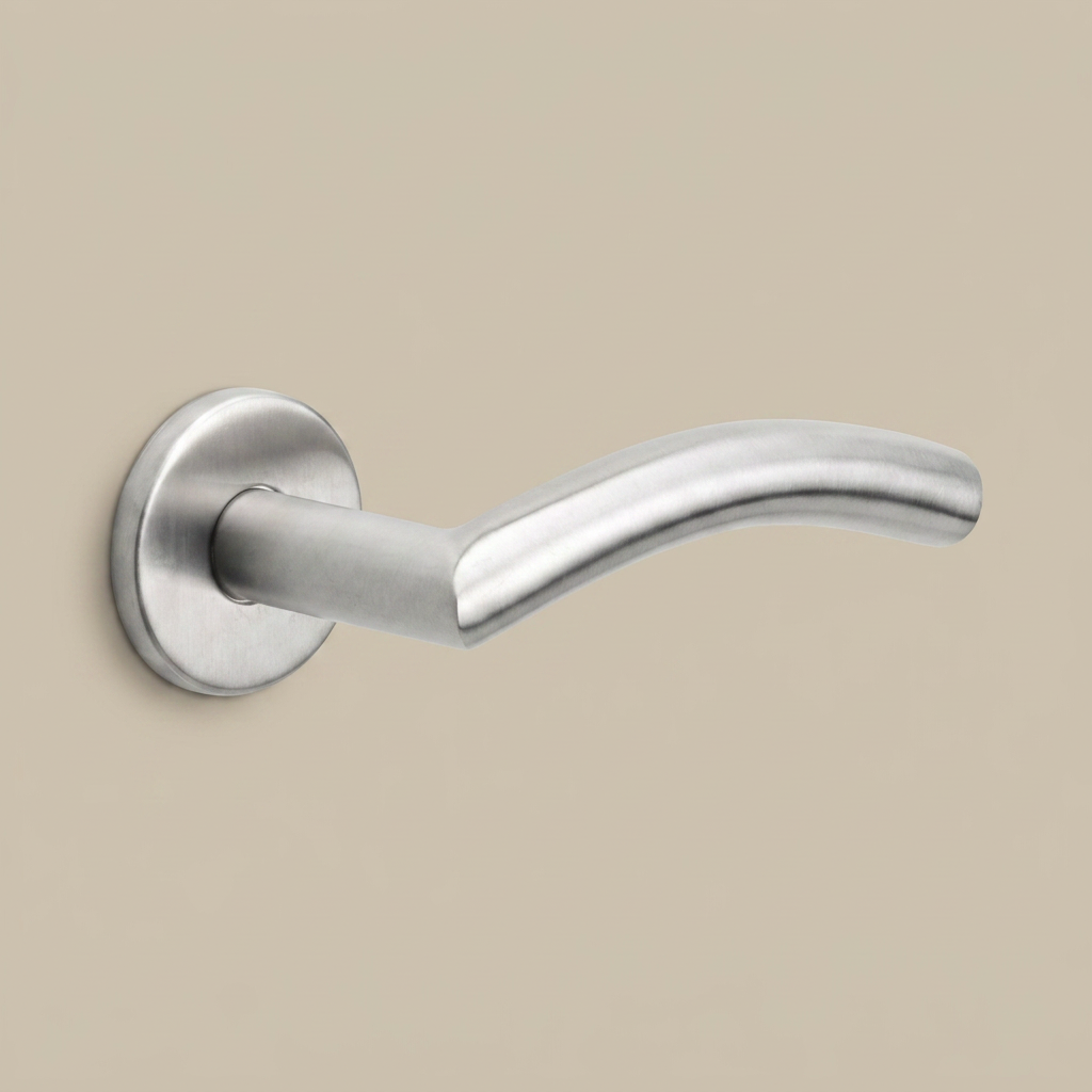 Formani | Deurkruk BASIC LB4-19 op ronde rozet | RVS mat - Deurbeslag-expert