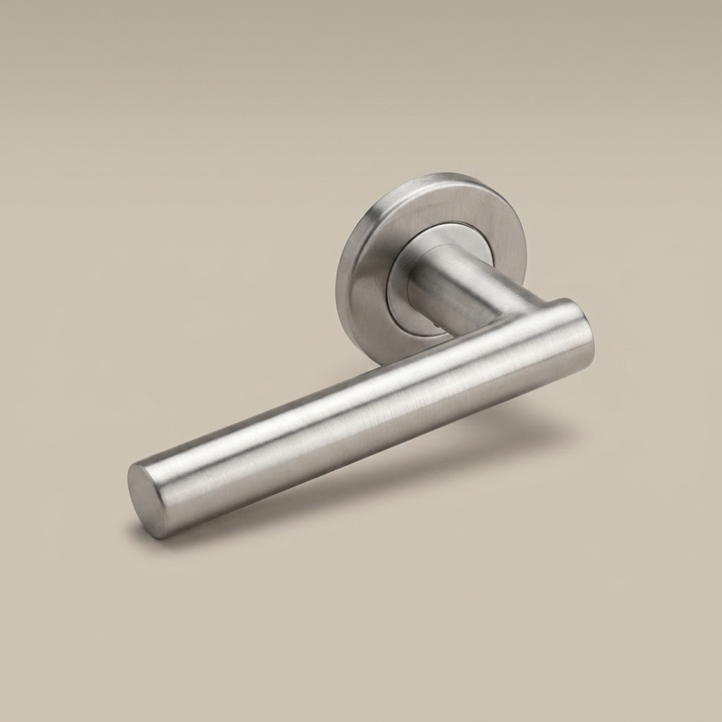 Formani | Deurkruk BASIC LB7L-19 EN1906 op ronde rozet | RVS mat - Deurbeslag-expert