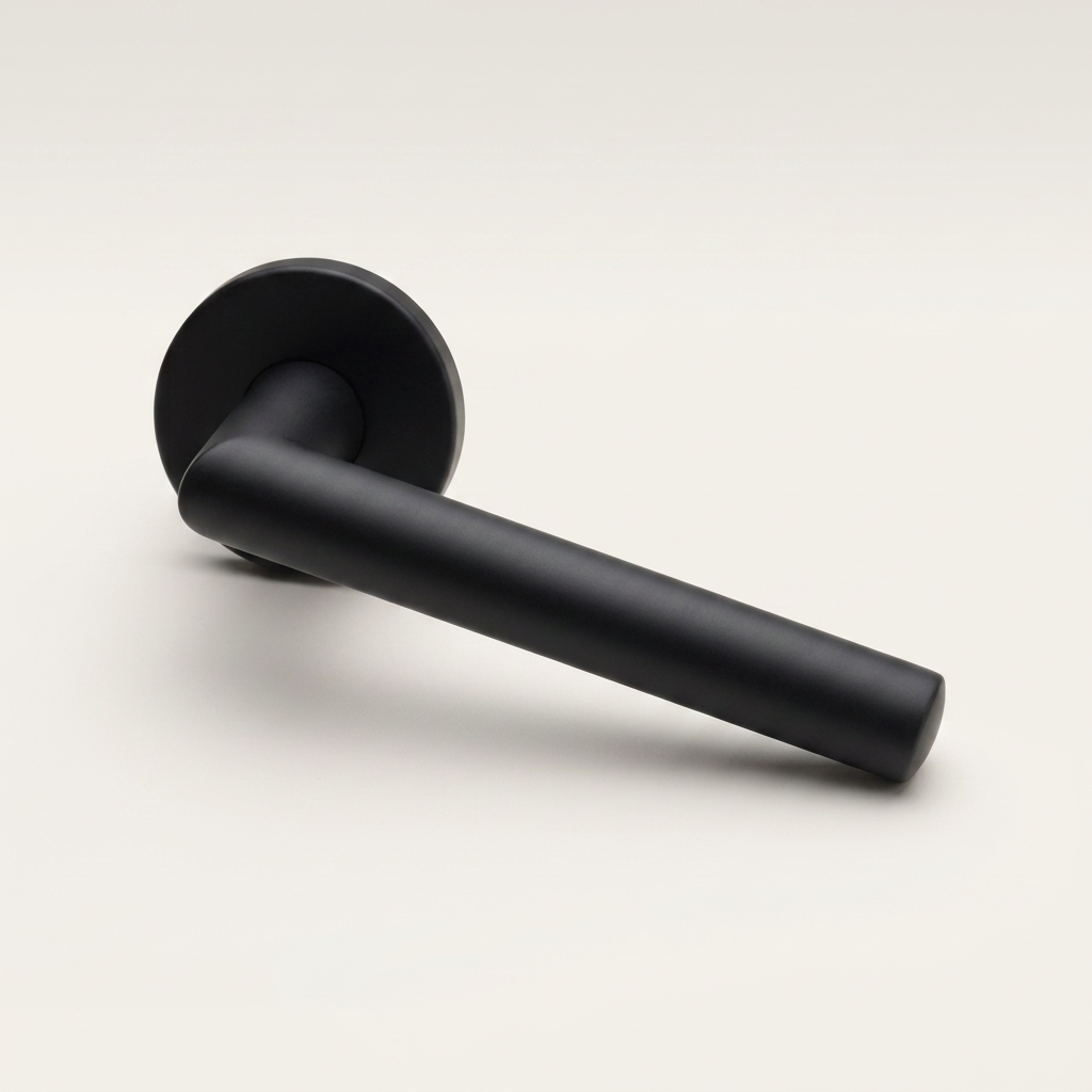 Formani | Deurkruk BASIC LB2-19 op ronde rozet | Zwart mat - Deurbeslag-expert