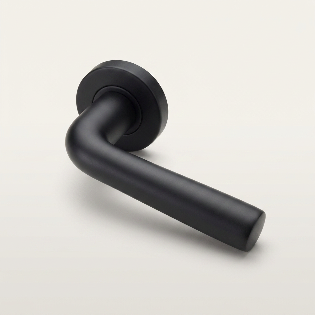 Formani | Deurkruk BASIC LB10 op ronde rozet | Zwart mat - Deurbeslag-expert