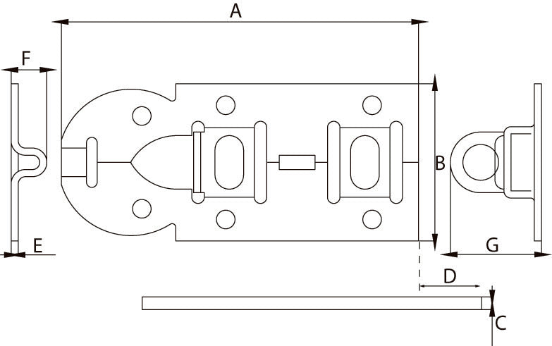 Dulimex hangslotrolschuif technische tekening