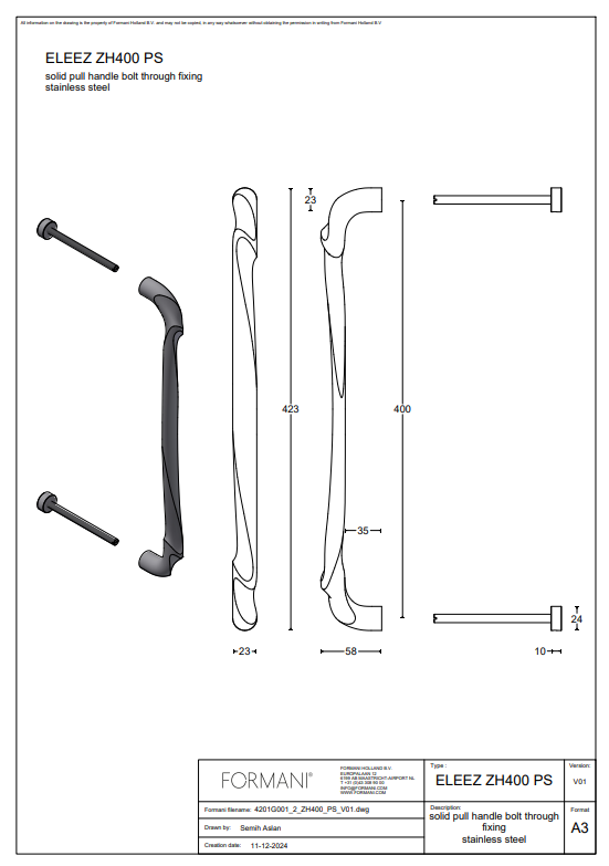 Formani | ZH400 PS | Deurgreep | PVD mat zwart
