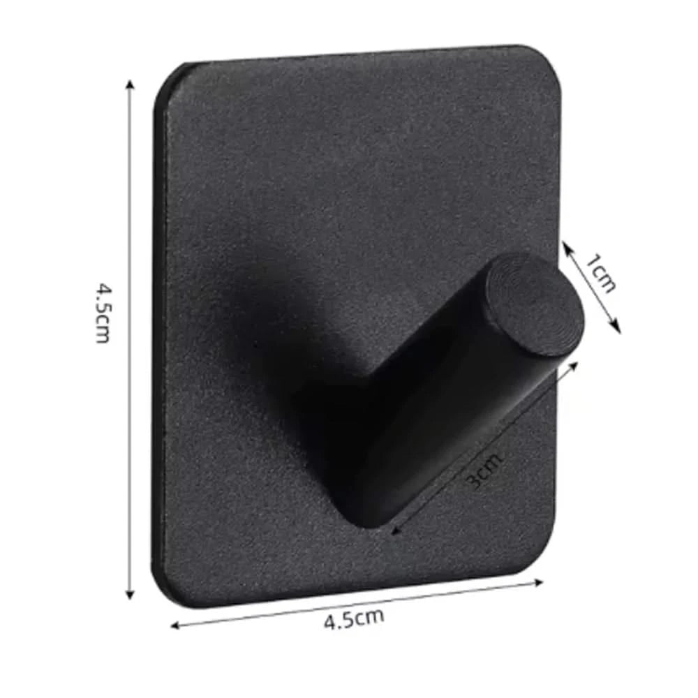 Zelfklevende Kapstokhaak Zwart op vierkant plaatje