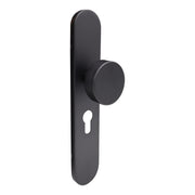 Griff Meister deurknop op ovaal schild 245x45x10mm - mat zwart - profielcilinder PC55