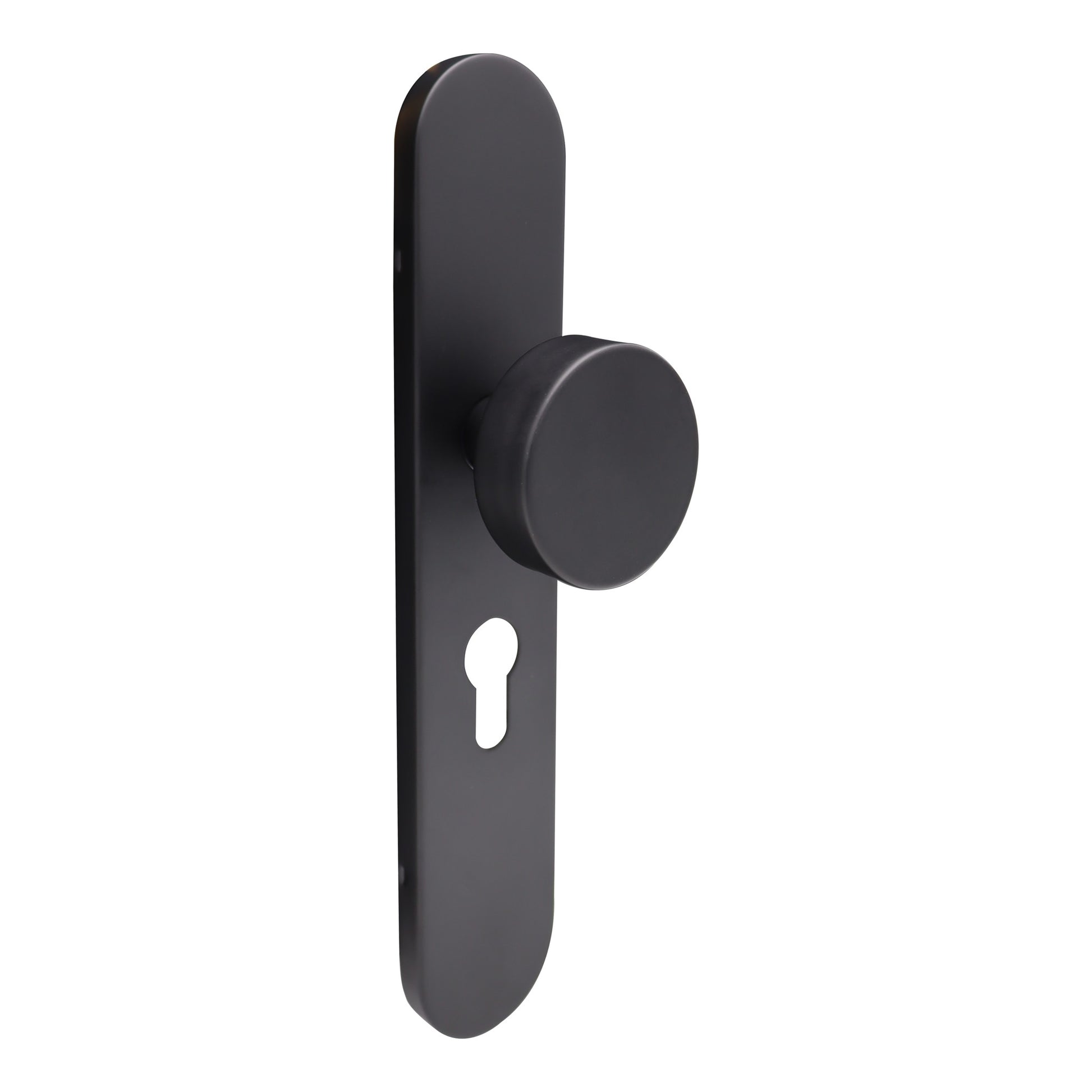 Griff Meister deurknop op ovaal schild 245x45x10mm - mat zwart - profielcilinder PC55