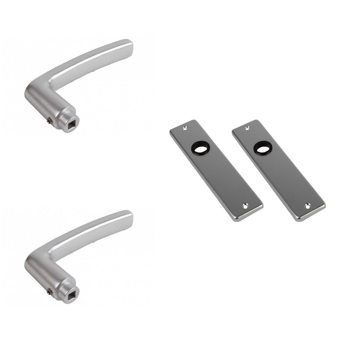 AMI Deurkrukken 180/41 Type 332 Blind Aluminium – 2 krukken en 2 kortschilden