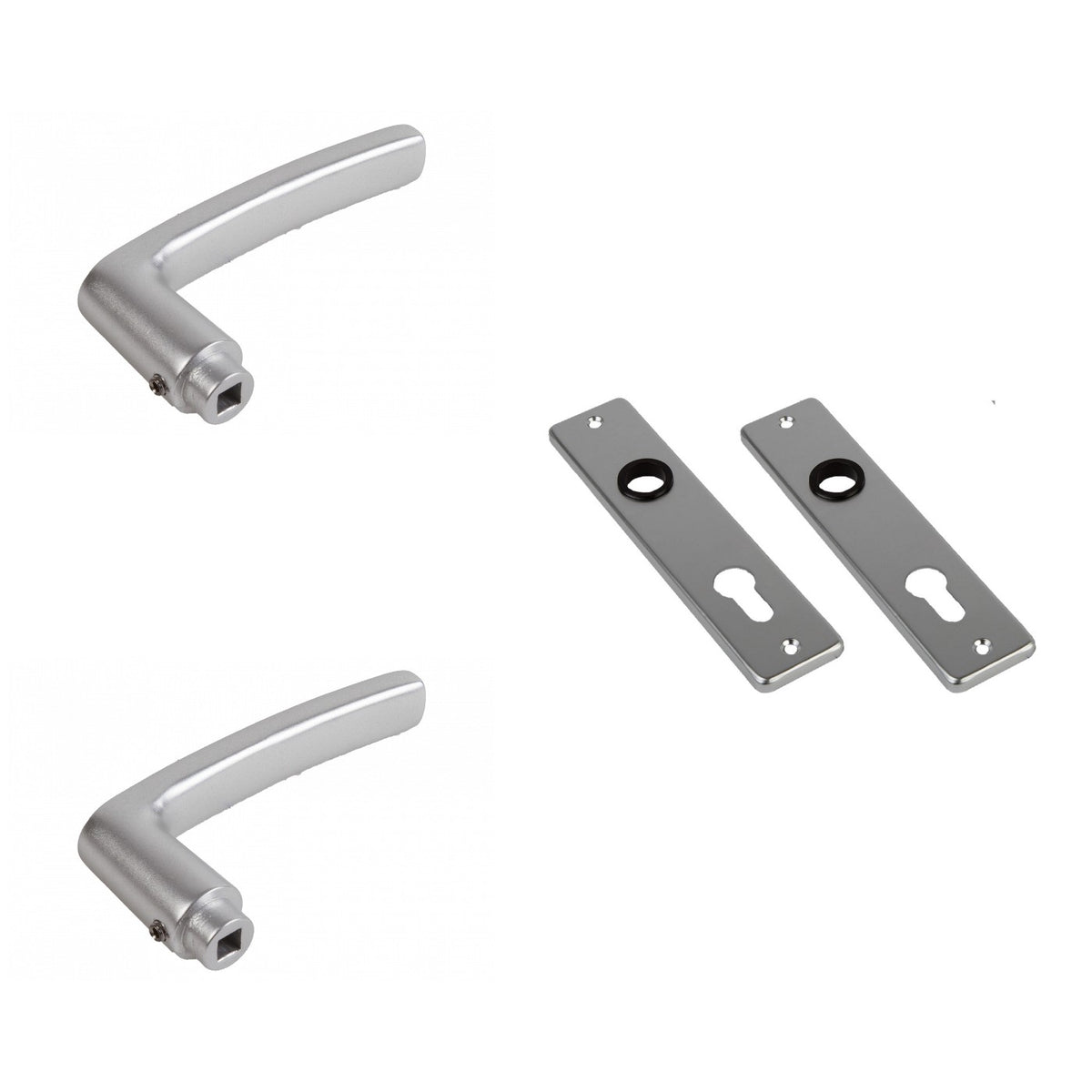 AMI Deurkrukken 180/41 Type 332 PC72 Aluminium – 2 krukken en 2 kortschilden