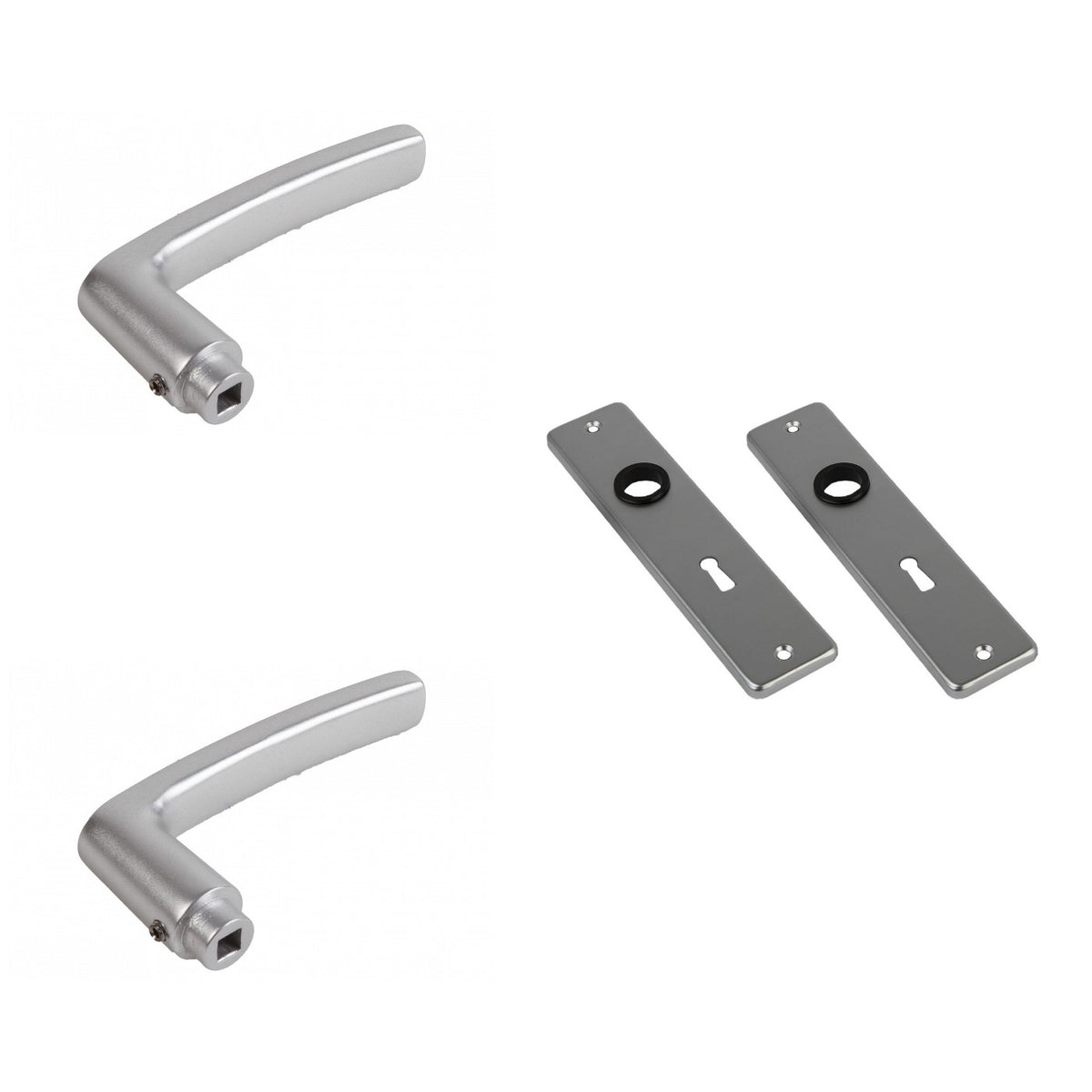 AMI Deurkrukken 180/41 Type 332 SL72 Aluminium – 2 krukken en 2 kortschilden