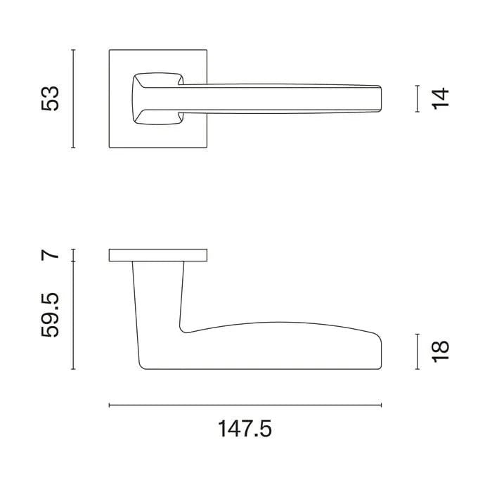 Aprile Massieve Deurkruk Erba mat goud Op Vierkant Rozet - Deurbeslag-expert