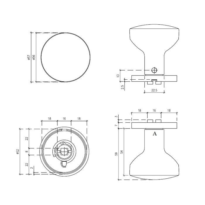 Aprile deurknoppen Ortica wit – Vast/Draaibaar