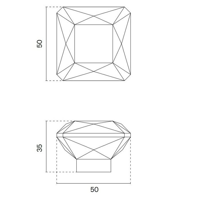 aprile vierkante zwarte meubelknop 1065 m 50x50mm 2