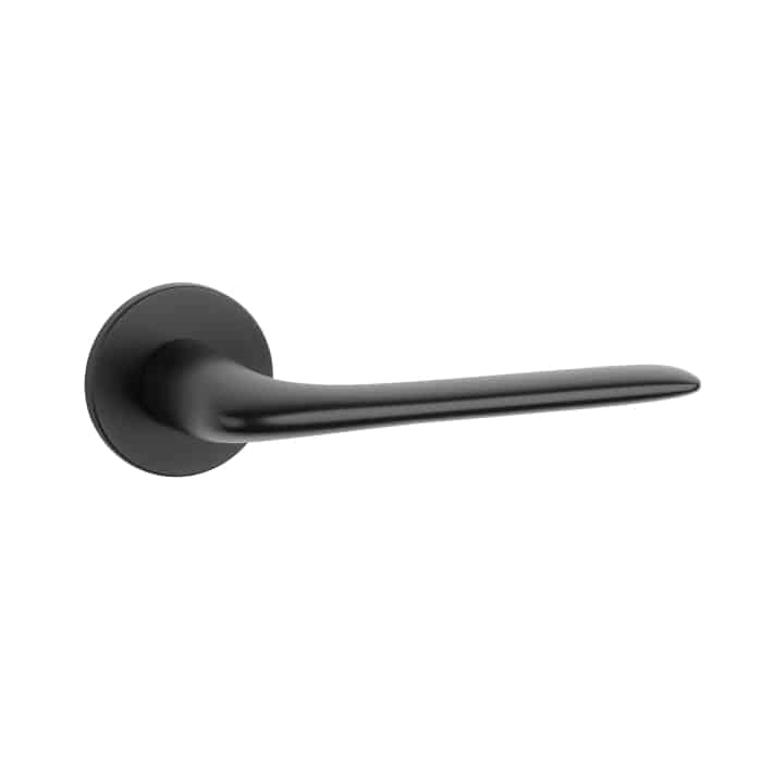 Aprile | Deurkruk Viola | op rond rozet | Zwart - Deurbeslag-expert
