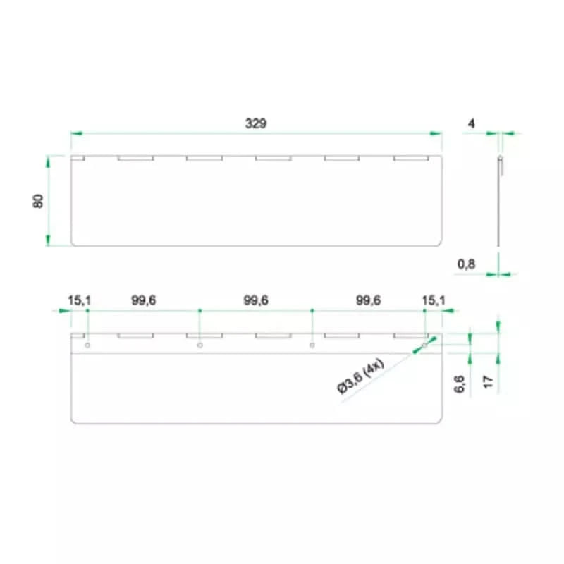 Artitec Tochtklep rechthoek rvs mat 329 x 80 - Deurbeslag-expert