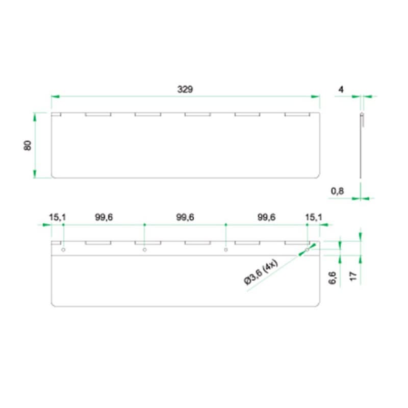 Artitec Tochtklep rechthoek zwart 329 x 80