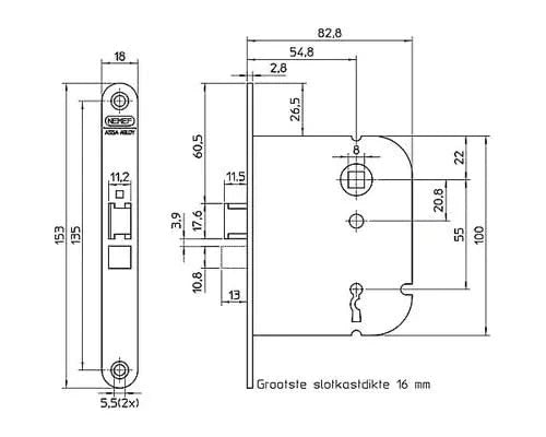Nemef Klavier dag- en nachtslot 1446/55 wit SL55