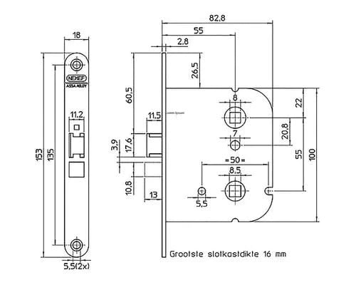 Nemef wc badkamerslot type 1444/5 Wit - Deurbeslag-expert