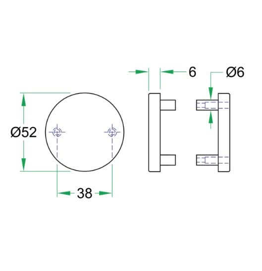 Artitec blinde plaatjes ø52x6mm Permafix PVD Goud - Deurbeslag-expert