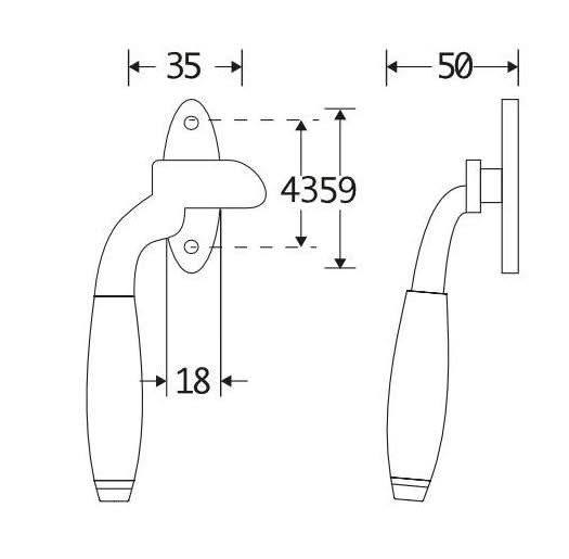 Verrou de fenêtre Artitec Mi Satori avec gâche droite Bonton Bubinga Laiton non verni - Expert en quincaillerie de porte