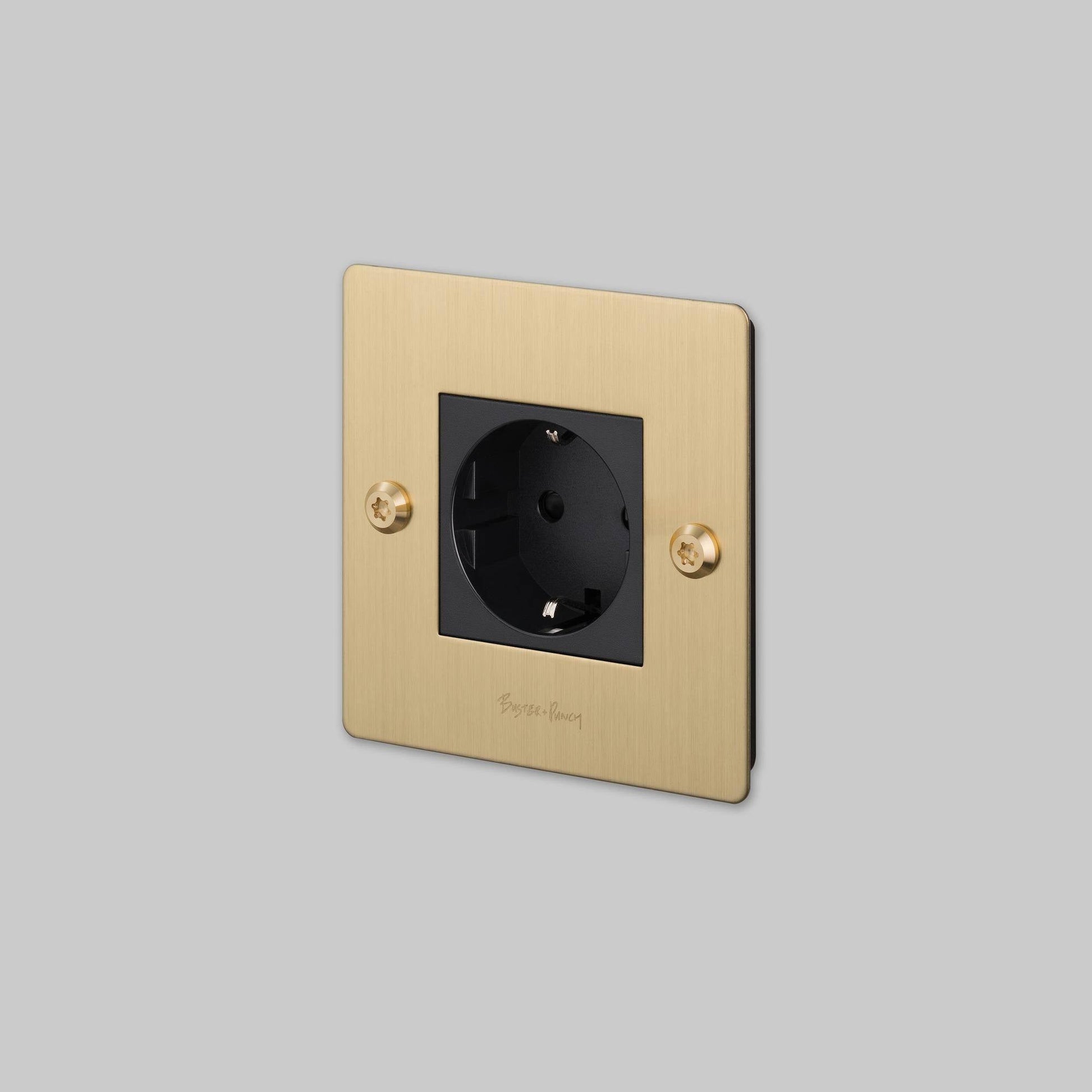 Buster + Punch | Stopcontact 1-voudig Schuko (linear, met logo) | Goud