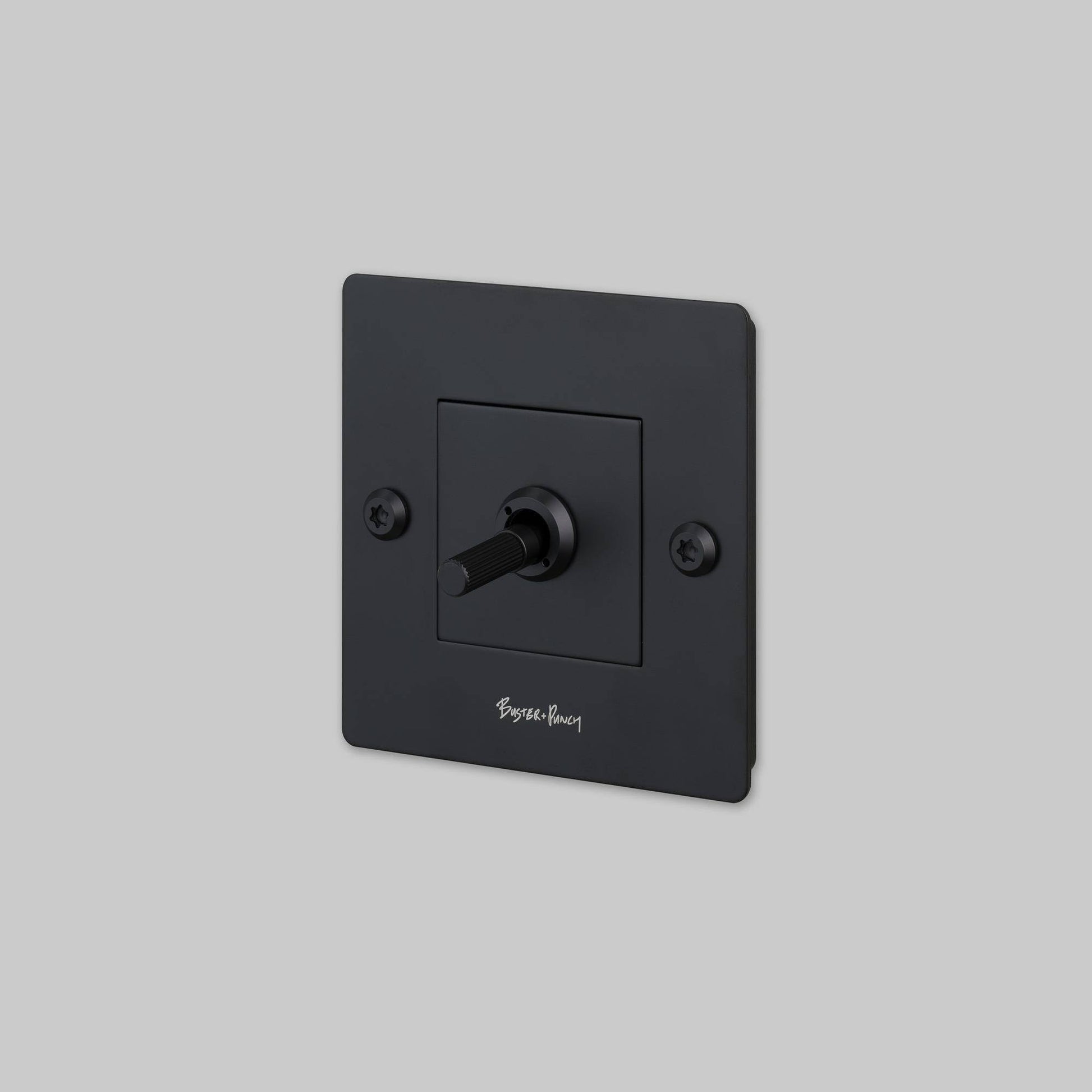 buster + punch | lichtschakelaar 1-voudige tuimelschakelaar linear (met logo) | black