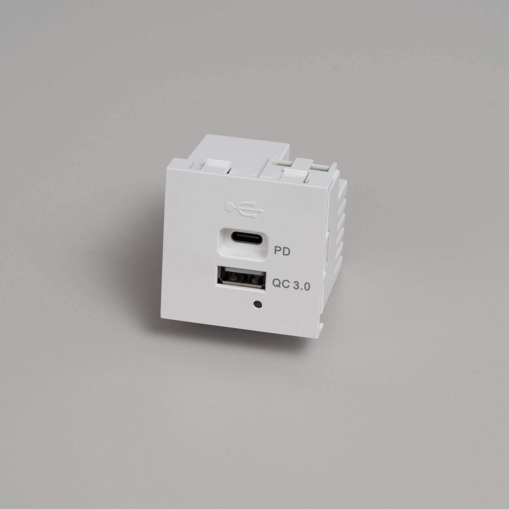 Buster + Punch | Stopcontact USB-module A+C Quickcharge (45 mm) | Wit