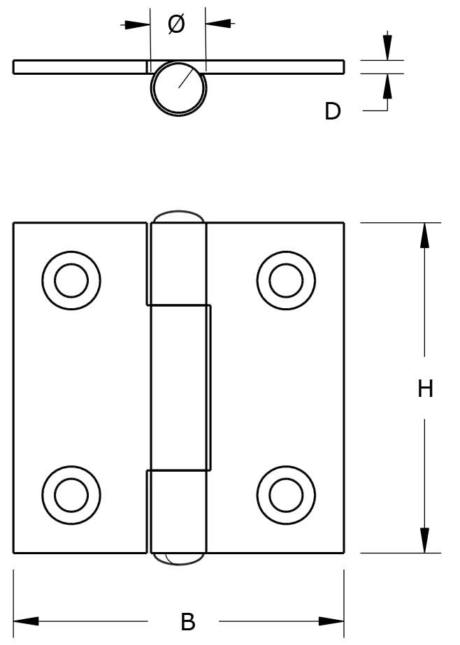 Dulimex Scharnier vermessingd 30×26 mm | Smalscharnier licht gebruik - Deurbeslag-expert