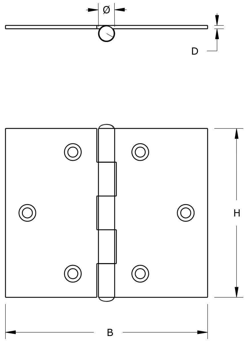 Dulimex Scharnier blank verzinkt 50×39 mm | Smalscharnier licht gebruik