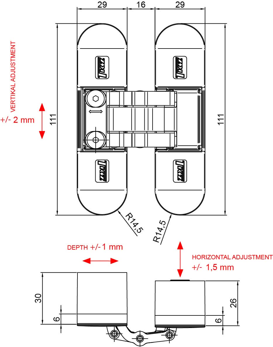 Dulimex | TKZ Esprit | Onzichtbaar scharnier 3D | verstelbaar | satijn verbronsd - Deurbeslag-expert