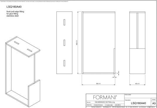 Formani | Schuifdeurkommen | LSQ160/40 | 160mm | Mat Zwart
