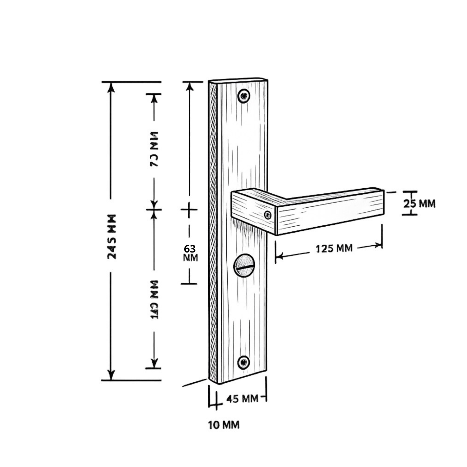 Griff Meister | Deurkruk Fortis | Op schild | WC63/8 | Toilet