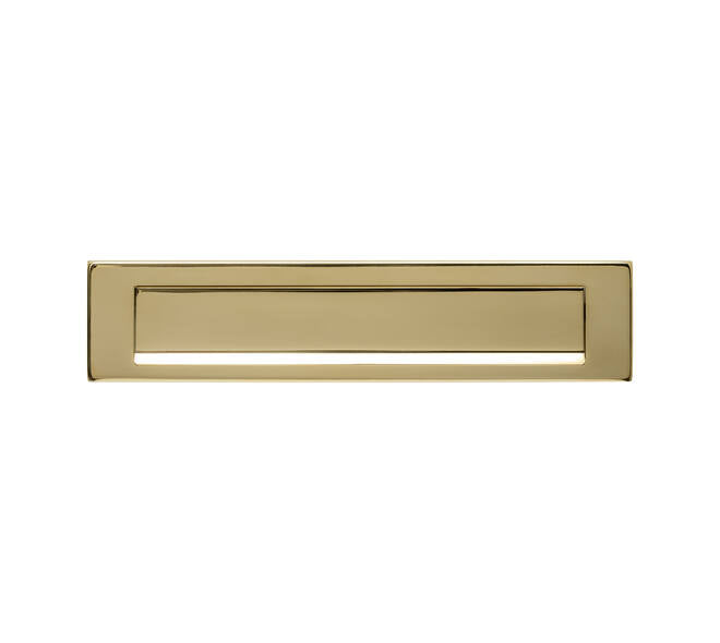 Intersteel Briefplaat Rechthoekig 340x75mm met Klep/regenrand PVD Messingkleur - Deurbeslag-expert