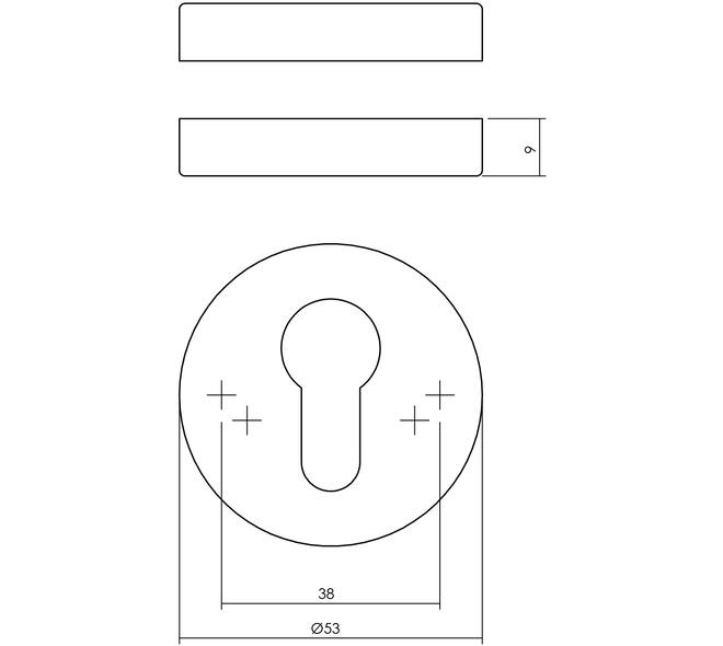 Intersteel Cilinderrozetten Verdekt ø53x9mm PVD Messingkleur - Deurbeslag-expert
