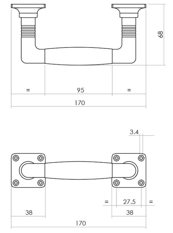 Intersteel Deurgreep Ton Basic 170 mm op vierkant rozet nikkel/ebbenhout