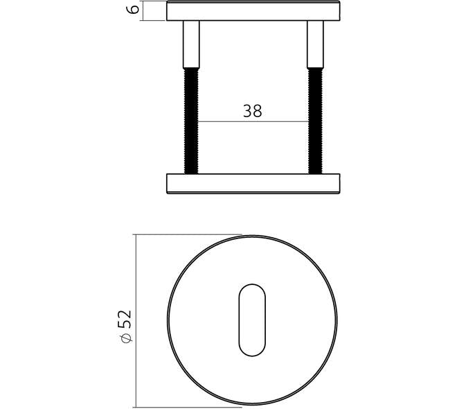Intersteel Q Sleutelrozetten verdekt ø52x6mm pvd brons