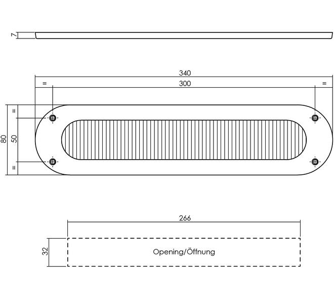 Intersteel Tochtwering 340x80mm Ovaal Messing Getrommeld - Deurbeslag-expert