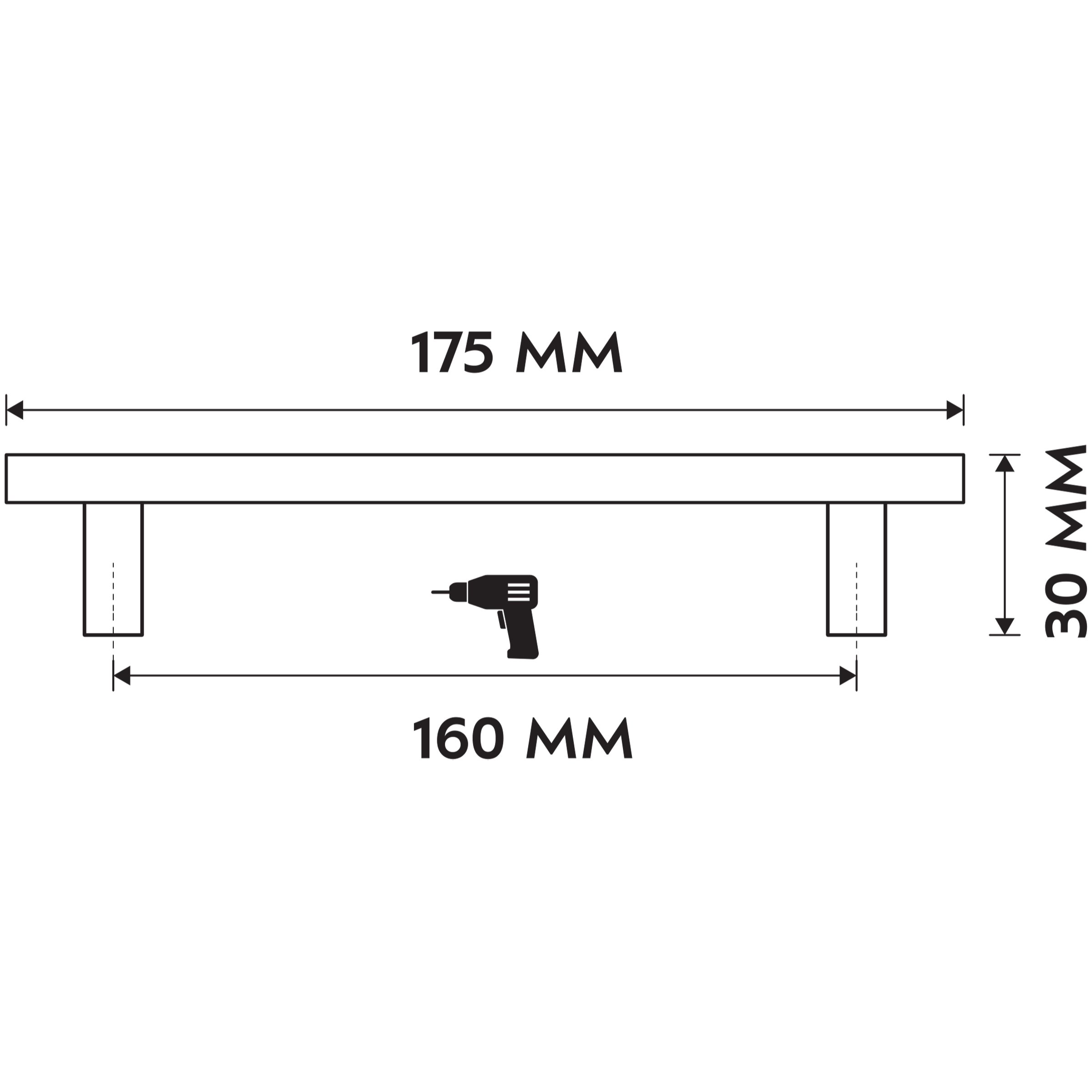 Differnz | Meubelgreep Plat | 160 mm | Gun Metal
