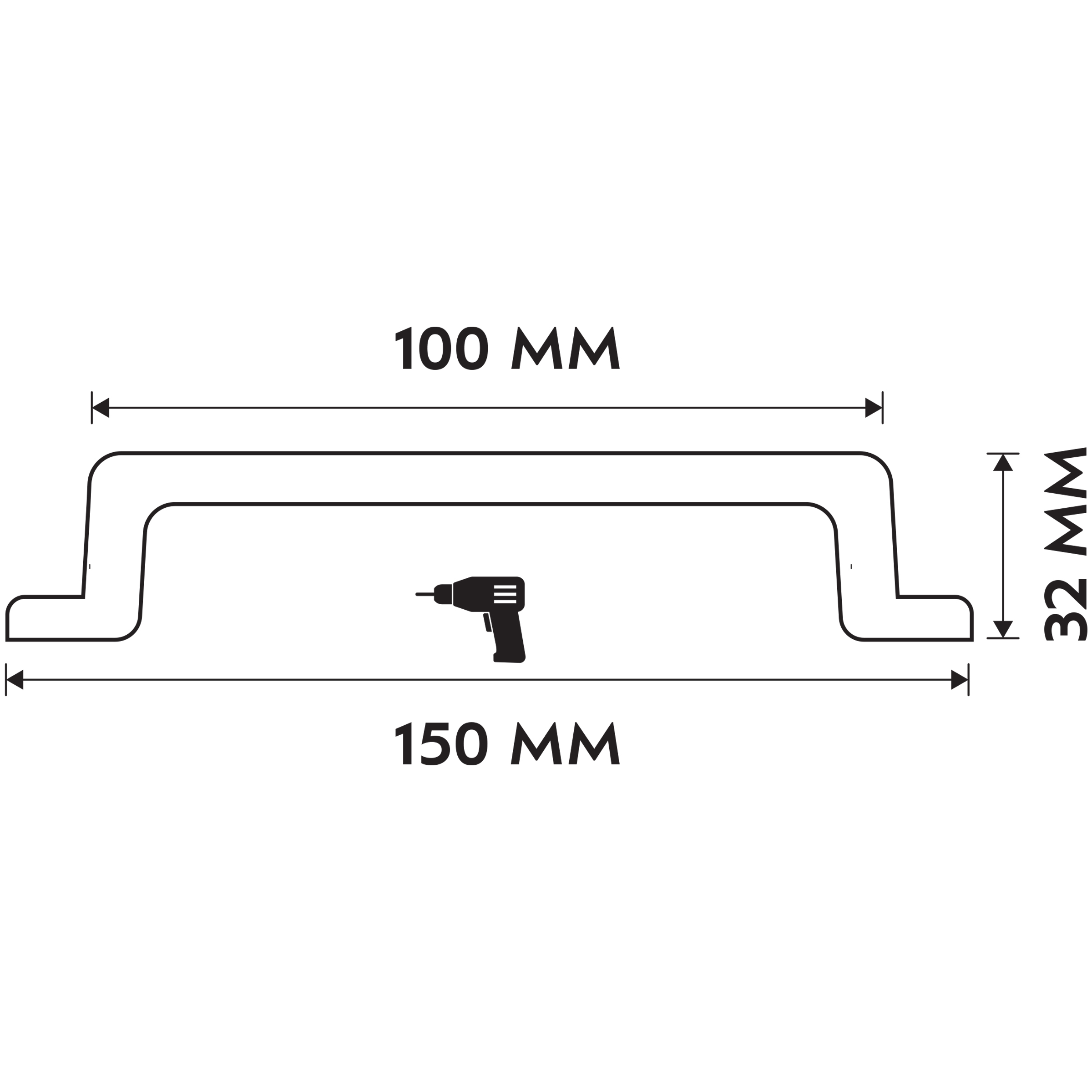 Differnz | Meubelgreep Recht | 150 mm | Mat Chroom
