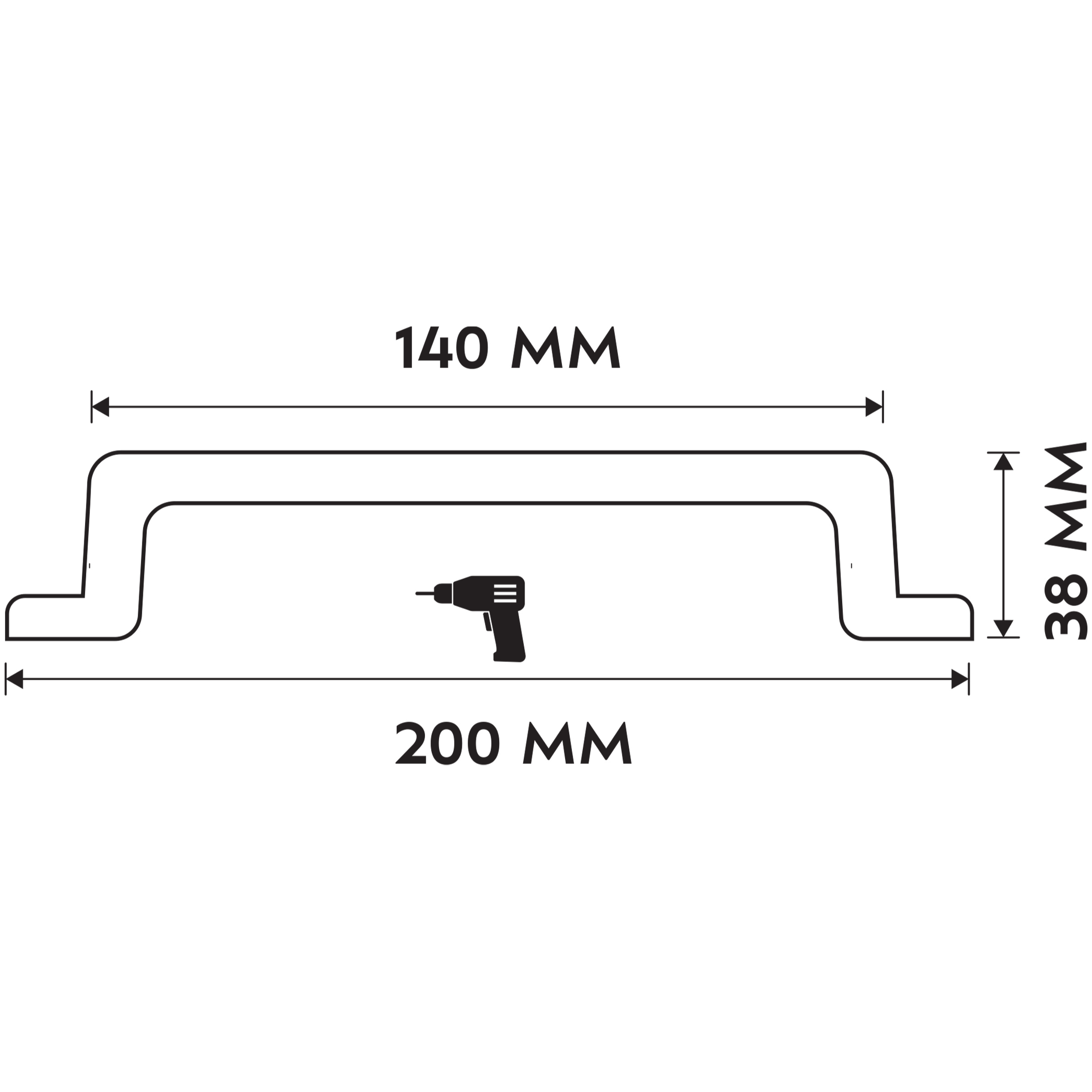 Differnz | Meubelgreep Recht | 200 mm | Mat Chroom